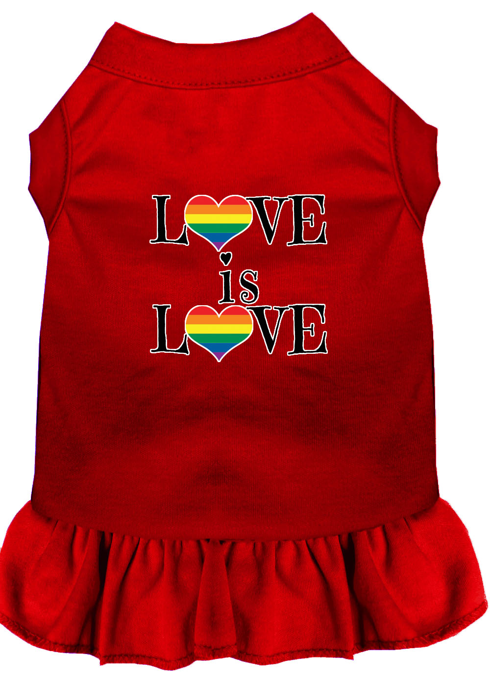 Love is Love Screen Print Dog Dress Red Med